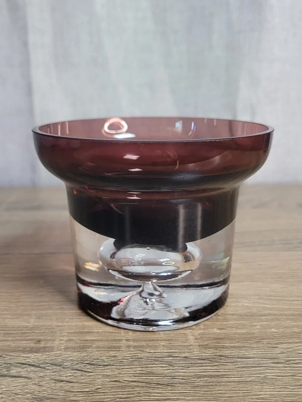 Vintage Krosno Purple Amethyst Glass Votive Candle Holder - Home Accent